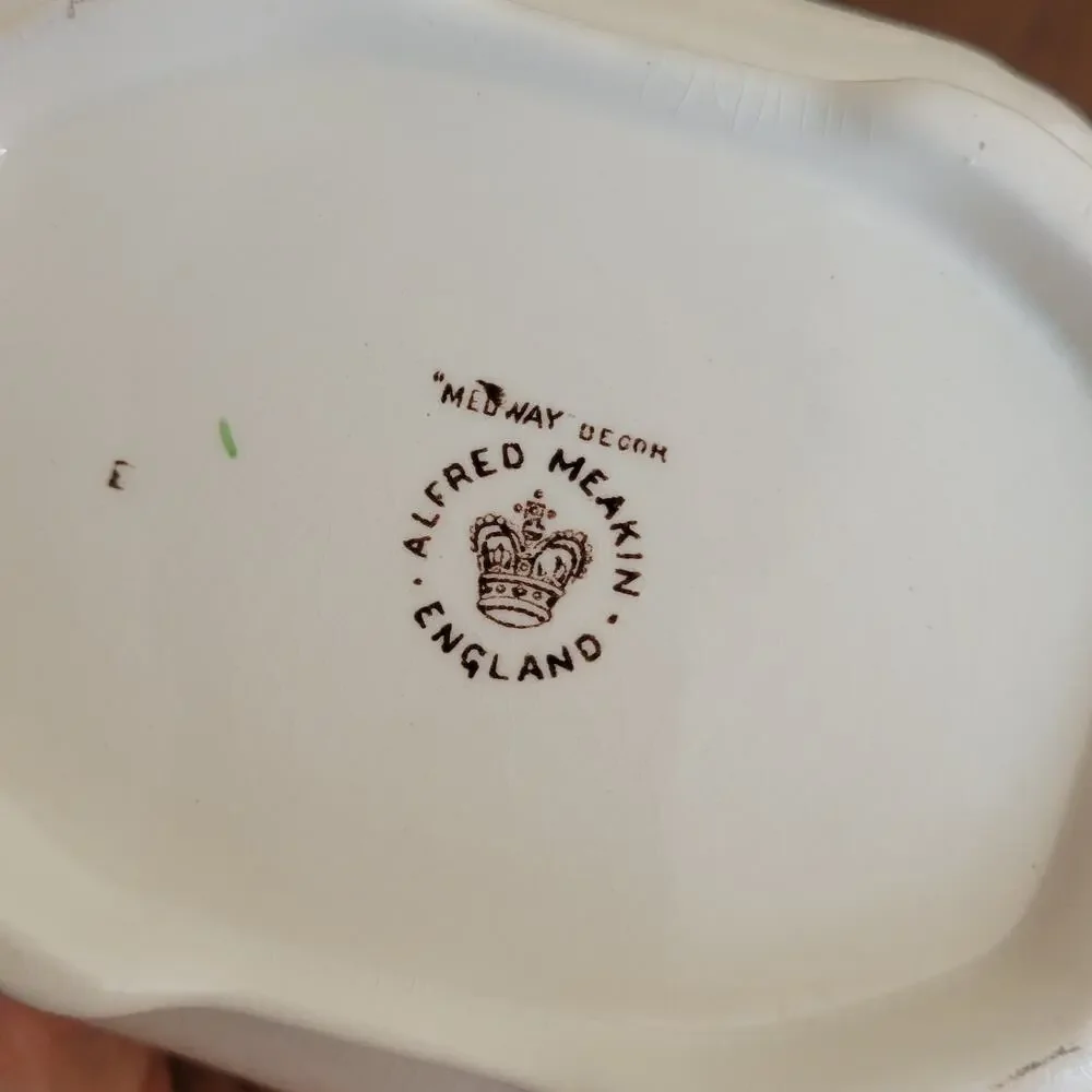 Vintage Alfred Meakin Medway Sugar Dish Bowl With Lid Floral England